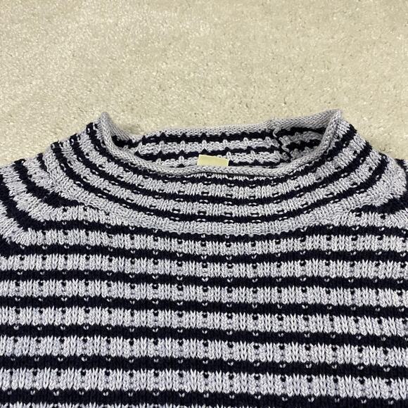 VTG Eddie Bauer Sweater Womens L Stripe Mock Neck Pullover Chunky Knit - Picture 2 of 7